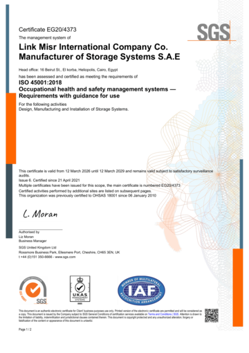 Digital image: SGS ISO 45001 2018 EG204373 2026 1 1