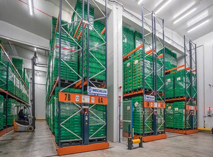 Rayonnages à froid pour entrepôts alimentaires Image web : Rayonnages à froid pour entrepôts alimentaires